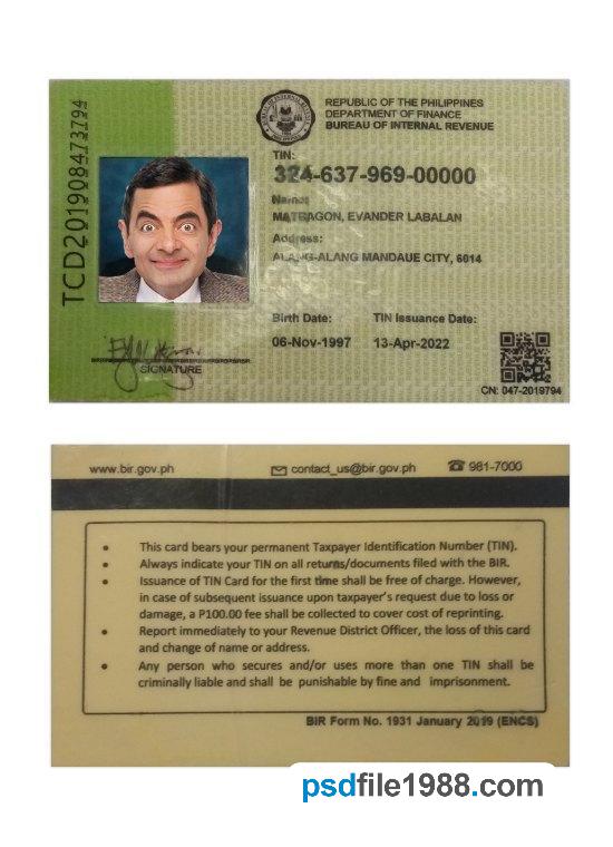 Philippines Bureau of Internal Revenue ID 2022-Present
